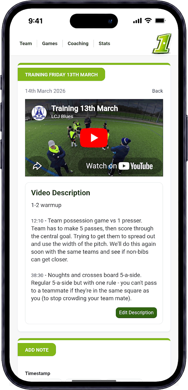 YouTube football video integration in Pitch1